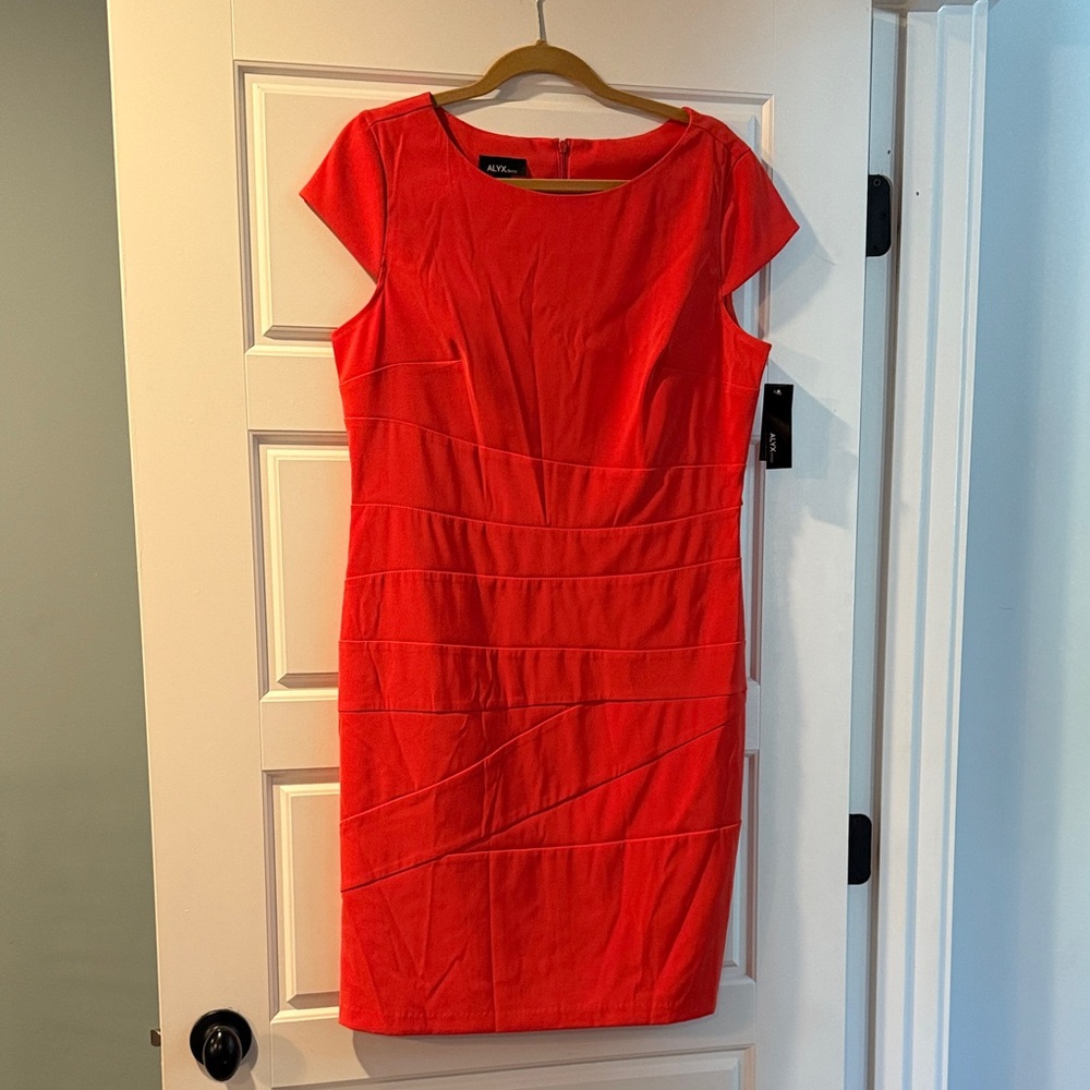 NWT Calvin Klein Red Cap Sleeve Midi Dress